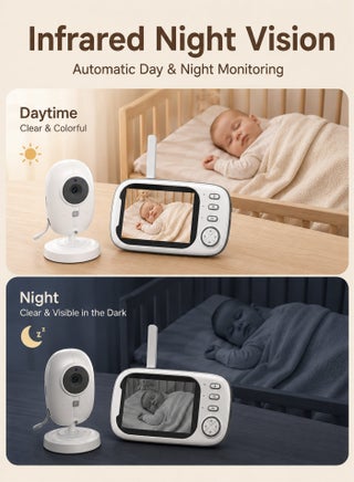 Baby Monitor With Camera And Audio, 3.5 Inch Screen Portable Baby Camera, Night Vision, Two-Way Audio, Temperature Sensor and Lullaby, Secure Transmission, No WiFi, Great for Babies/Elderly/Pets/Pets - view 3