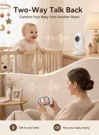 Baby Monitor With Camera And Audio, 3.5 Inch Screen Portable Baby Camera, Night Vision, Two-Way Audio, Temperature Sensor and Lullaby, Secure Transmission, No WiFi, Great for Babies/Elderly/Pets/Pets - view 4