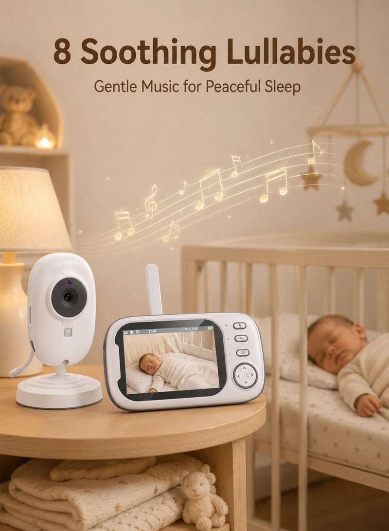 ULHYC Baby Monitor With Camera And Audio, 3.5 Inch Screen Portable Baby Camera, Night Vision, Two-Way Audio, Temperature Sensor and Lullaby, Secure Transmission, No WiFi, Great for Babies/Elderly/Pets/Pets - Image 5