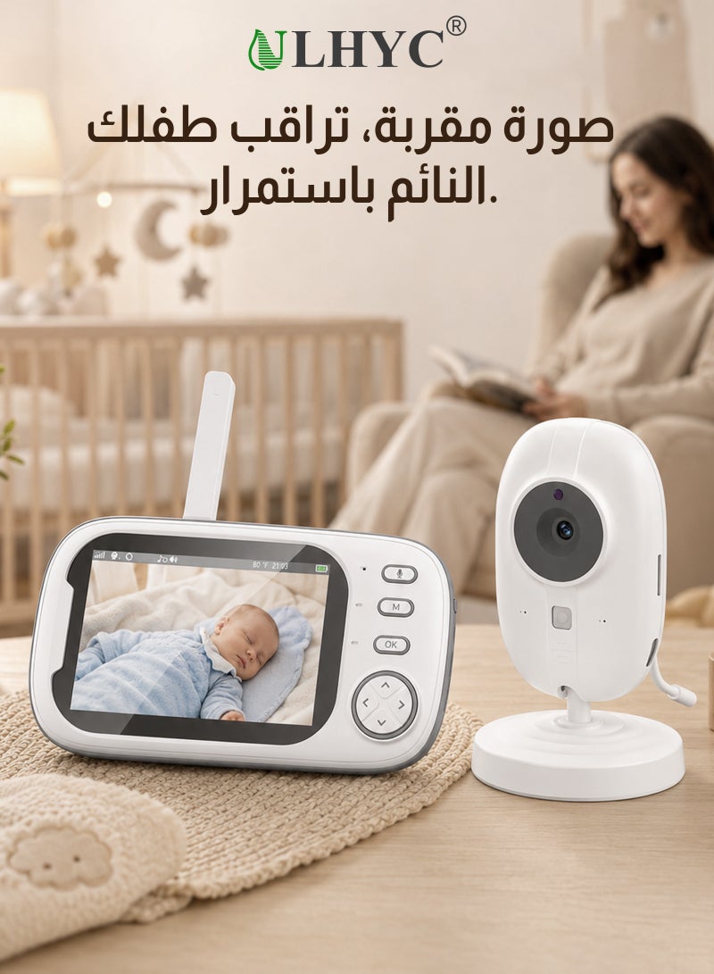 ULHYC Baby Monitor With Camera And Audio, 3.5 Inch Screen Portable Baby Camera, Night Vision, Two-Way Audio, Temperature Sensor and Lullaby, Secure Transmission, No WiFi, Great for Babies/Elderly/Pets/Pets - Image 1