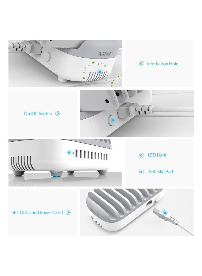 ORICO USB Charging Station, 40W Charging Docking Organizer for Multiple Devices, 5-Ports USB Charging Station Compatible with iPad, iPhone, Tablet, Kindle and Cell Phones (Cables not Included) - Image 2