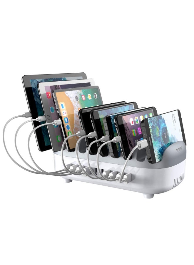 ORICO USB Charging Station, 40W Charging Docking Organizer for Multiple Devices, 5-Ports USB Charging Station Compatible with iPad, iPhone, Tablet, Kindle and Cell Phones (Cables not Included) - Image 1