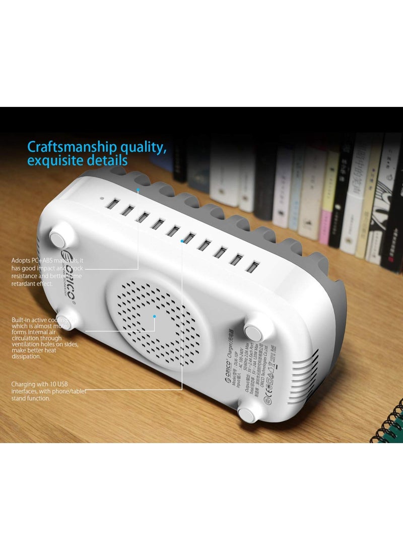 ORICO USB Charging Station, 40W Charging Docking Organizer for Multiple Devices, 5-Ports USB Charging Station Compatible with iPad, iPhone, Tablet, Kindle and Cell Phones (Cables not Included) - Image 3