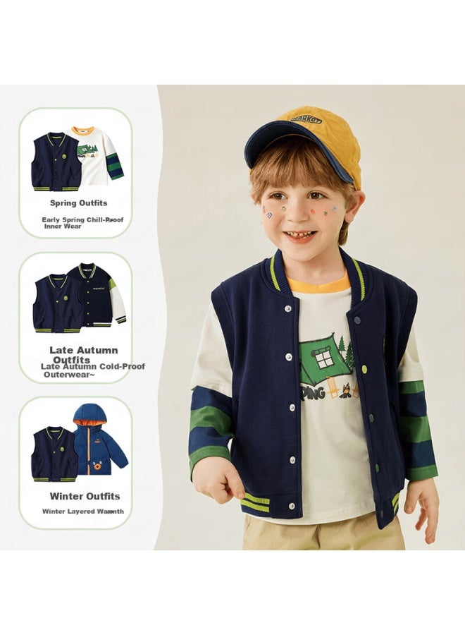 Mqdmini Boys' Spring Vest Children's Waistcoat Baby Versatile Lion Vest - Image 4
