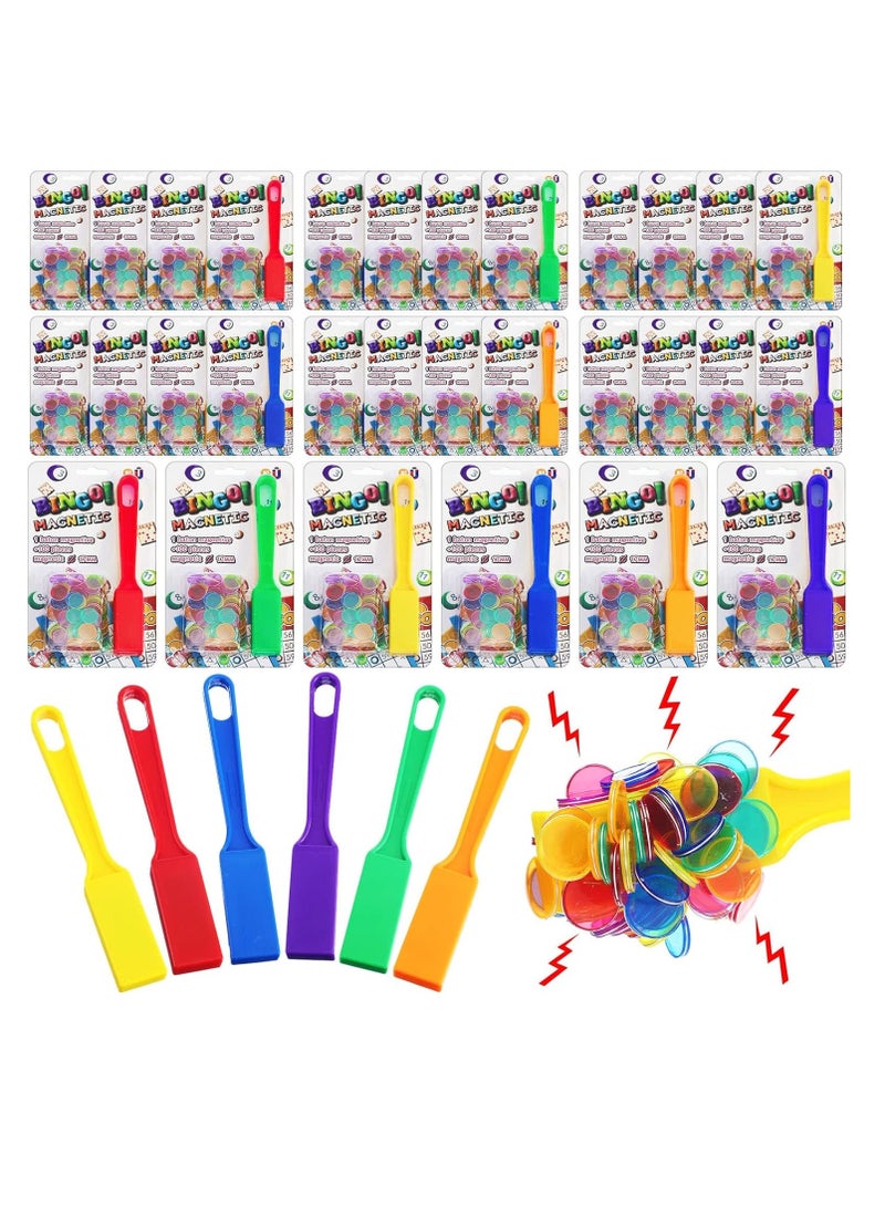 SYOSI Magnetic bingo chips, Interactive family games, Magnetic wands for kids, Classroom learning tool, Count and sort games, Multiple color markers, Learning through play,  3000 Bingo Chips 30 Magnet Wand - Image 1