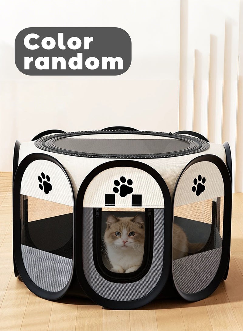 Portable cat cage suitable for cat rooms, foldable cat house, waterproof base with removable zipper, large size - Image 1