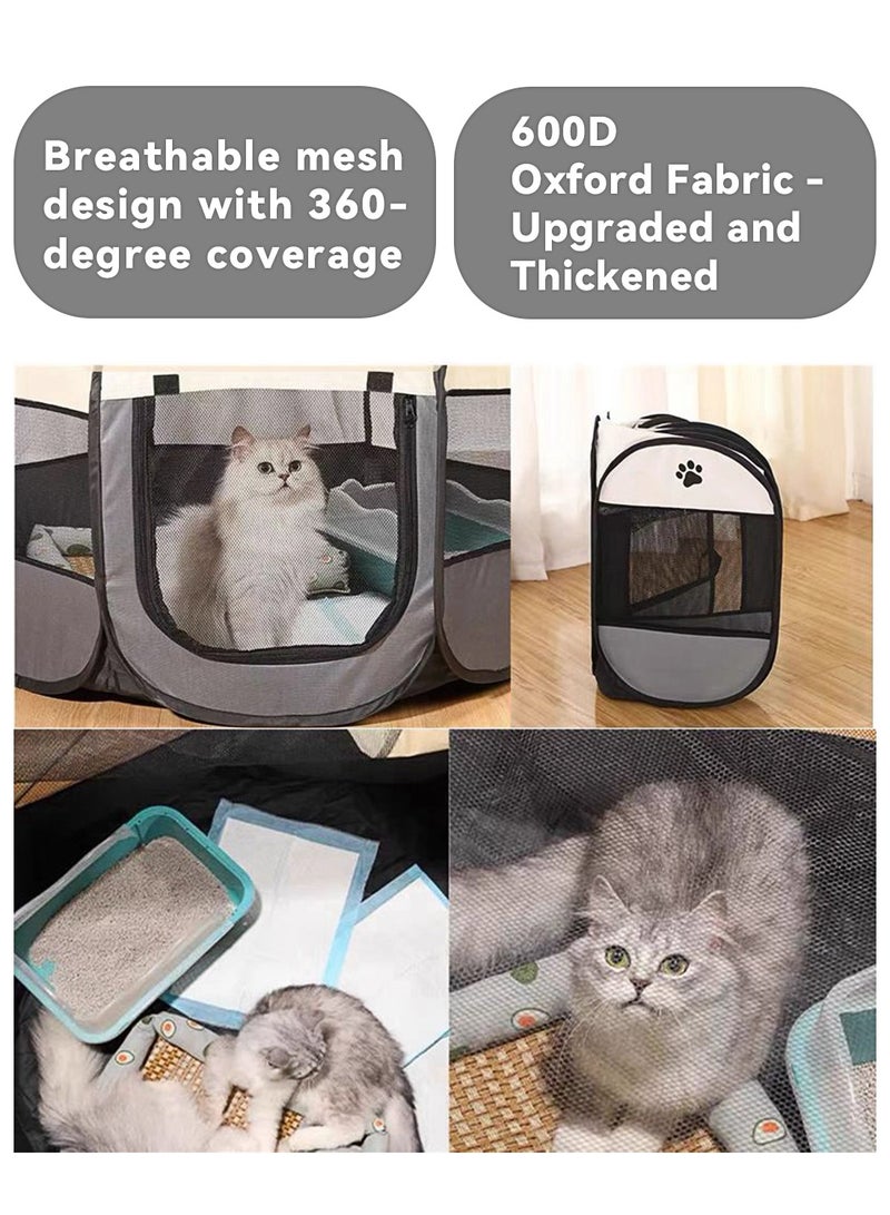 Portable cat cage suitable for cat rooms, foldable cat house, waterproof base with removable zipper, large size - Image 2