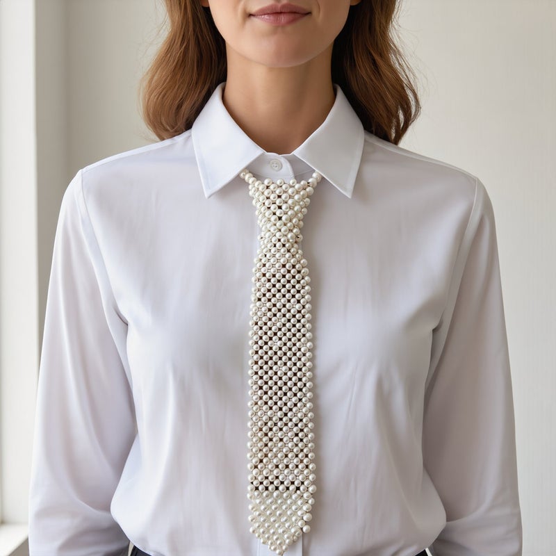 Multi Match Compatibility Pearl Beaded Tie Fits Shirt Dress Blouse Sweater Tops - Image 5