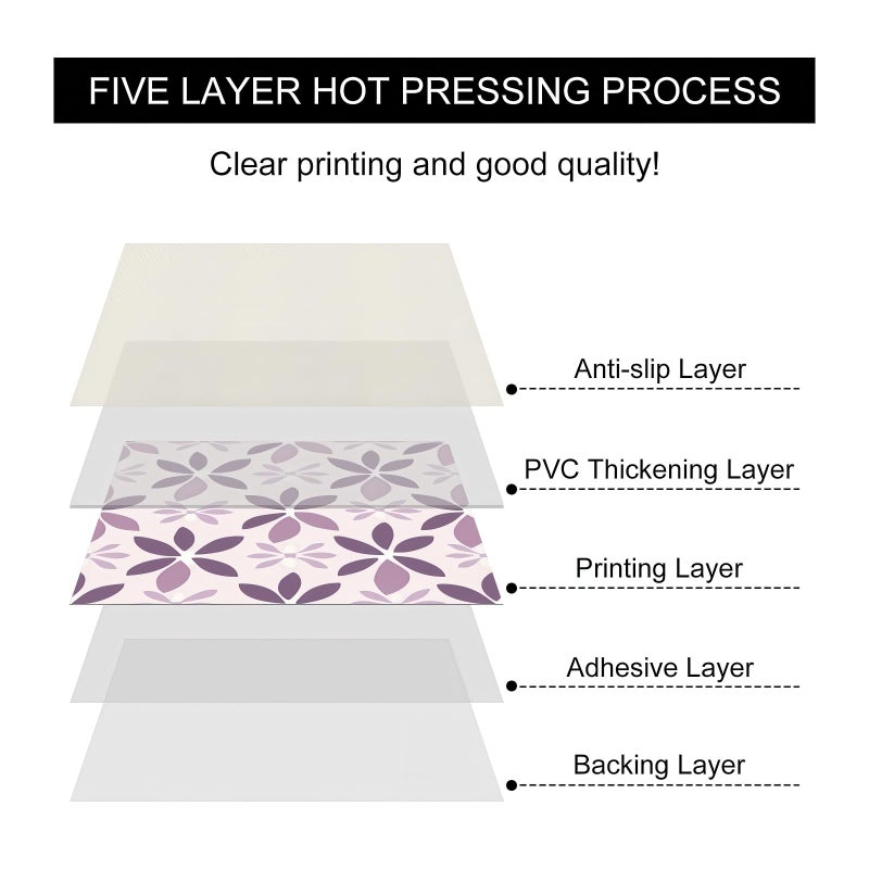 HOMETITUTE 10PCS 12x12 Inch Purple Floral Petal Pattern Floor Tiles Peel and Stick Removable Self Adhesive DIY Vinyl Flooring Stickers for Kitchen Bathroom Living Room Entryway Home Decor - Image 2