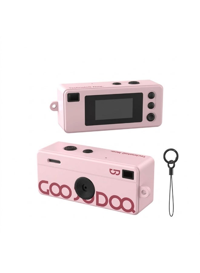 جوجودوك كاميرا جوجودوك رقمية صغيرة بتصميم ريترو CCD مع قلادة مفاتيح - وردي - Image 1
