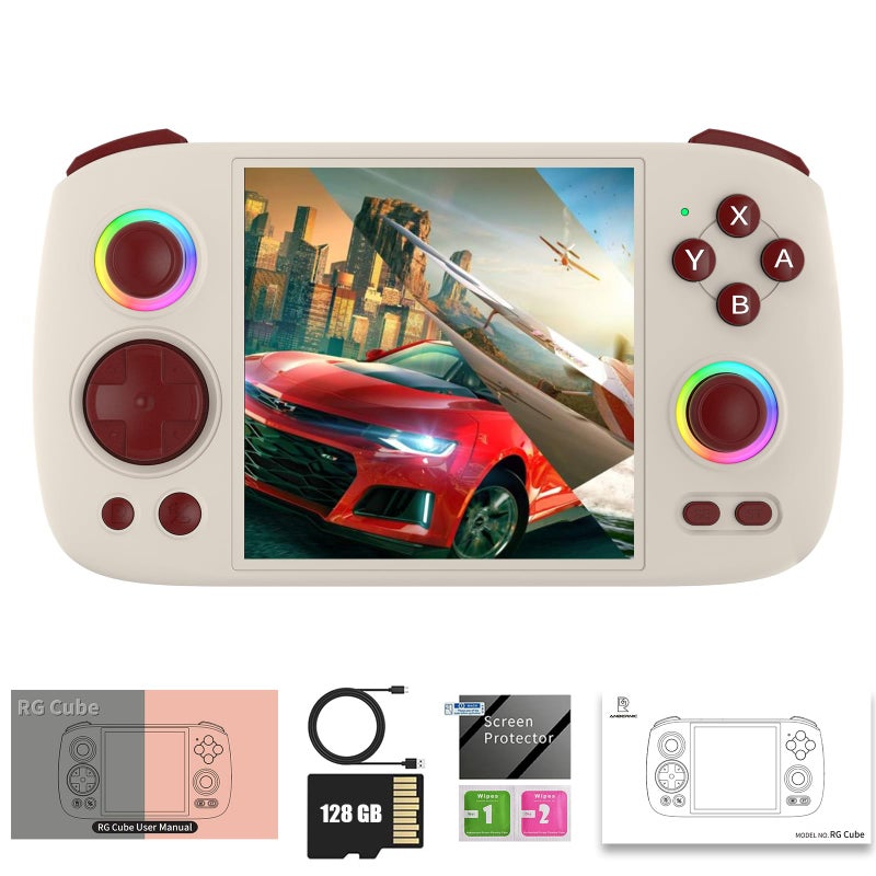 GiipGoop RG Cube Retro Game Console Handheld Game Console 8128G MultiTouch Screen Android 13 System Video Game Console 5200mAh BatteryHighSpeed Fan16 Million Color Rgb LightingGray