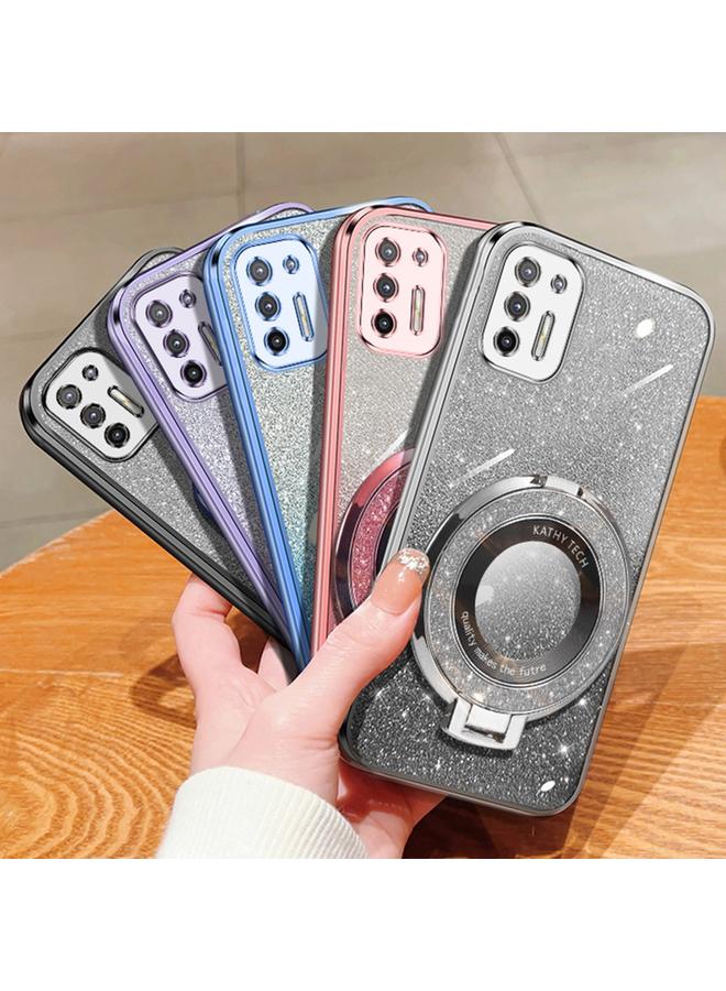 S-TOP Case For Motorola Moto G9 Plus Plated Gradient Glitter Round Holder TPU Phone Case - Image 2