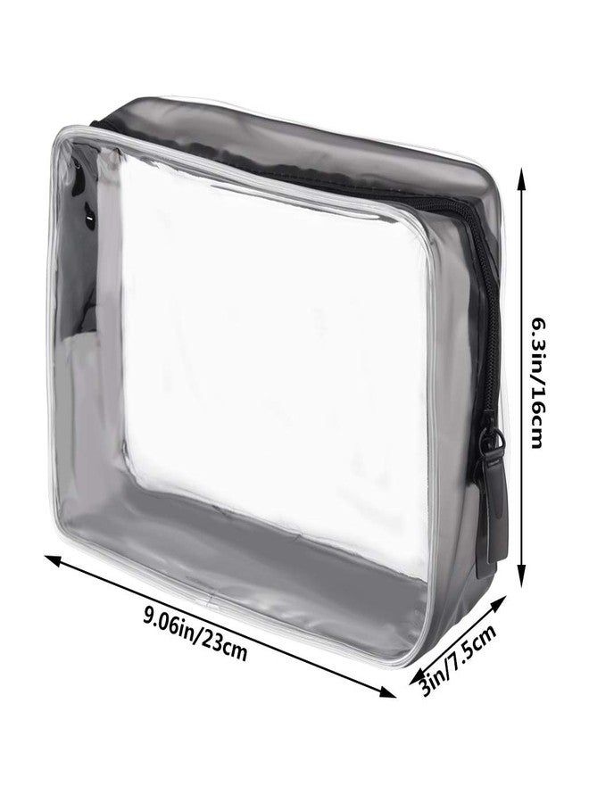 ووب 5 حقائب مستحضرات تجميل شفافة معتمدة من إدارة أمن النقل الأمريكية، حقيبة حمل أدوات تجميل بسحاب من مادة PVC، حقيبة مكياج محمولة للسفر والعطلات، حقيبة حمام وتنظيم، حافظة مكياج مقاومة للماء من الفينيل (كبيرة وشفافة) - Image 2
