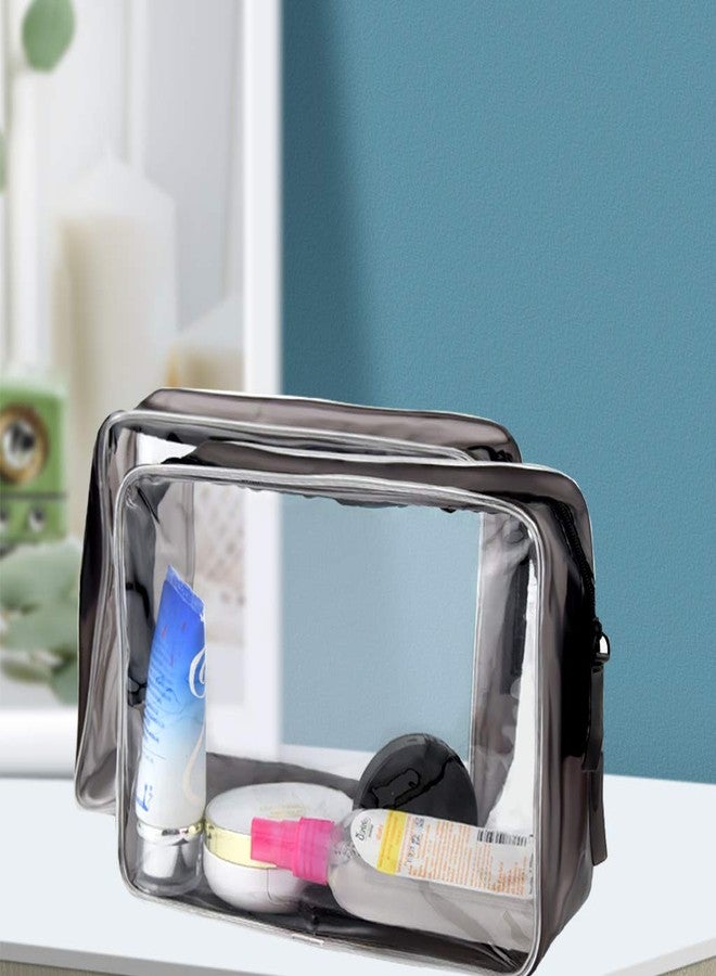 ووب 5 حقائب مستحضرات تجميل شفافة معتمدة من إدارة أمن النقل الأمريكية، حقيبة حمل أدوات تجميل بسحاب من مادة PVC، حقيبة مكياج محمولة للسفر والعطلات، حقيبة حمام وتنظيم، حافظة مكياج مقاومة للماء من الفينيل (كبيرة وشفافة) - Image 5
