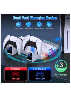 XiuWoo PS5 Slim Stand and Cooling Station with Controller Charging Station for PlayStation 5 Disc/Digital PS5 Accessories Include Cooling Fan RGB Light Headset Holder 14 Game Slots for PS5 Console  - Image 5