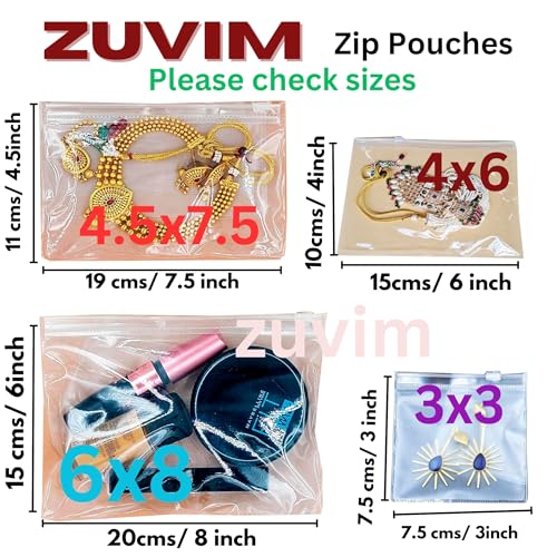 Zuvim Multipurpose Transparent Storage Pouch, 25 Pack, 6x8 Inches, Transparent PVC, Zipper Closure, Jewelry, Makeup, Travel Accessories, Stationery, Personal Care Products - Image 3