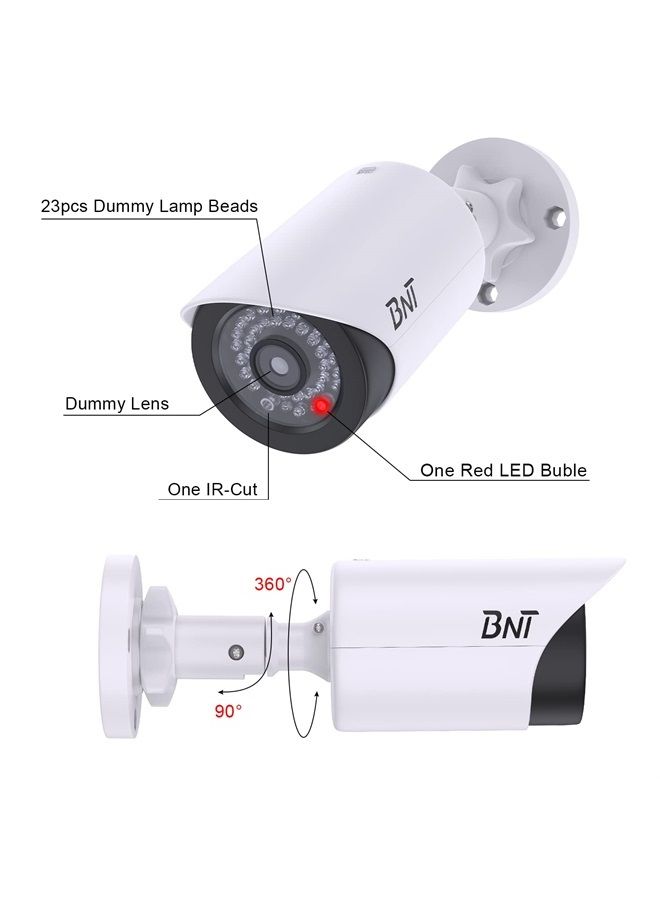 BNT Dummy Fake Security Camera, with One Red LED Light at Night, for Home and Businesses Security Indoor/Outdoor (2 Pack, White) - Image 3
