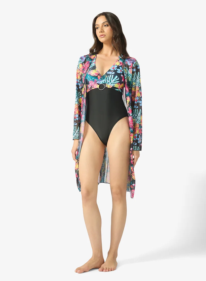ELLA Floral Print Swimsuit With Cover Up