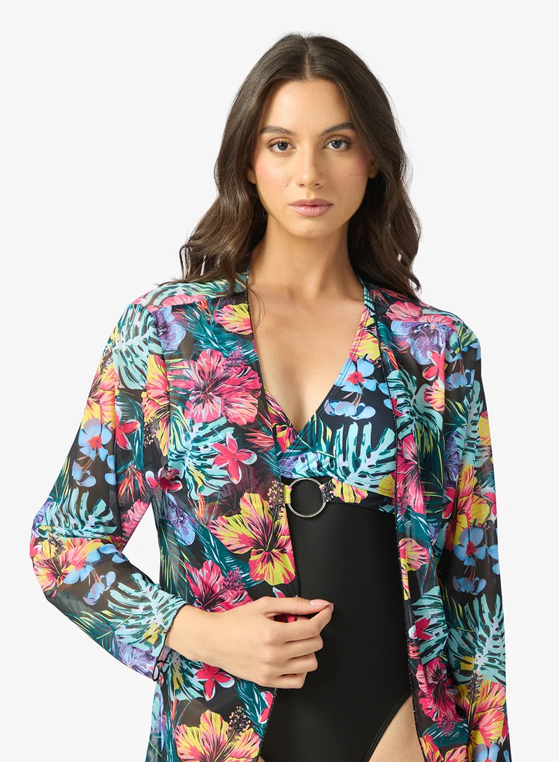 ELLA Floral Print Swimsuit With Cover Up