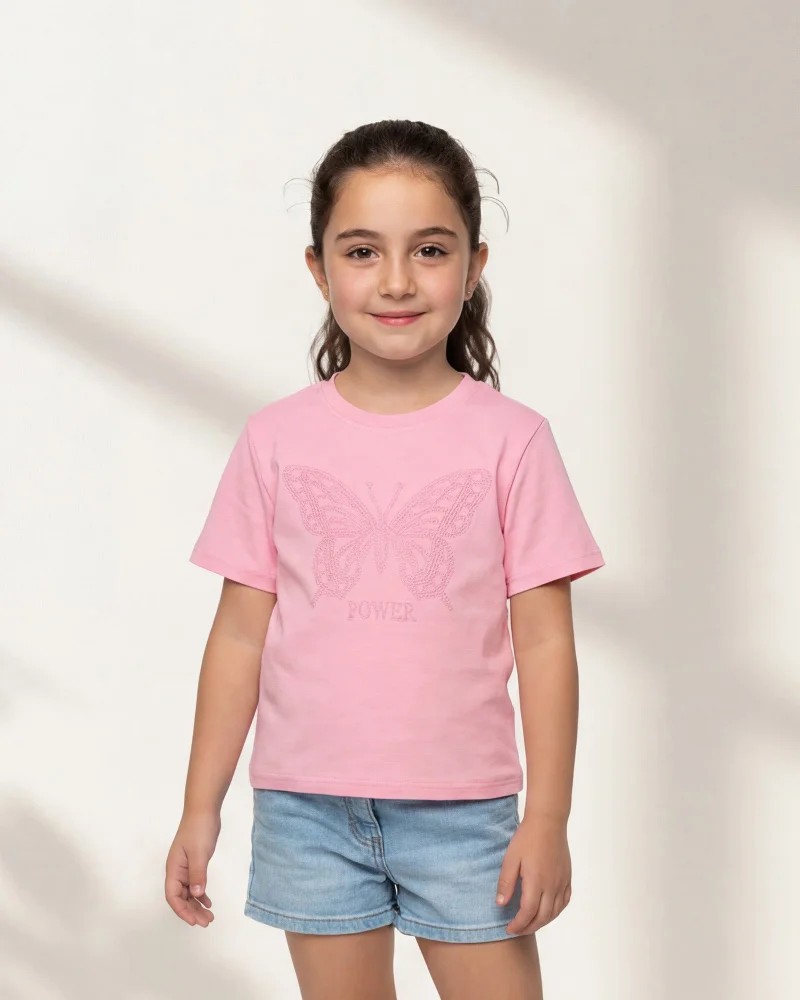 Redtag Girls Pink Embellished T Shirt