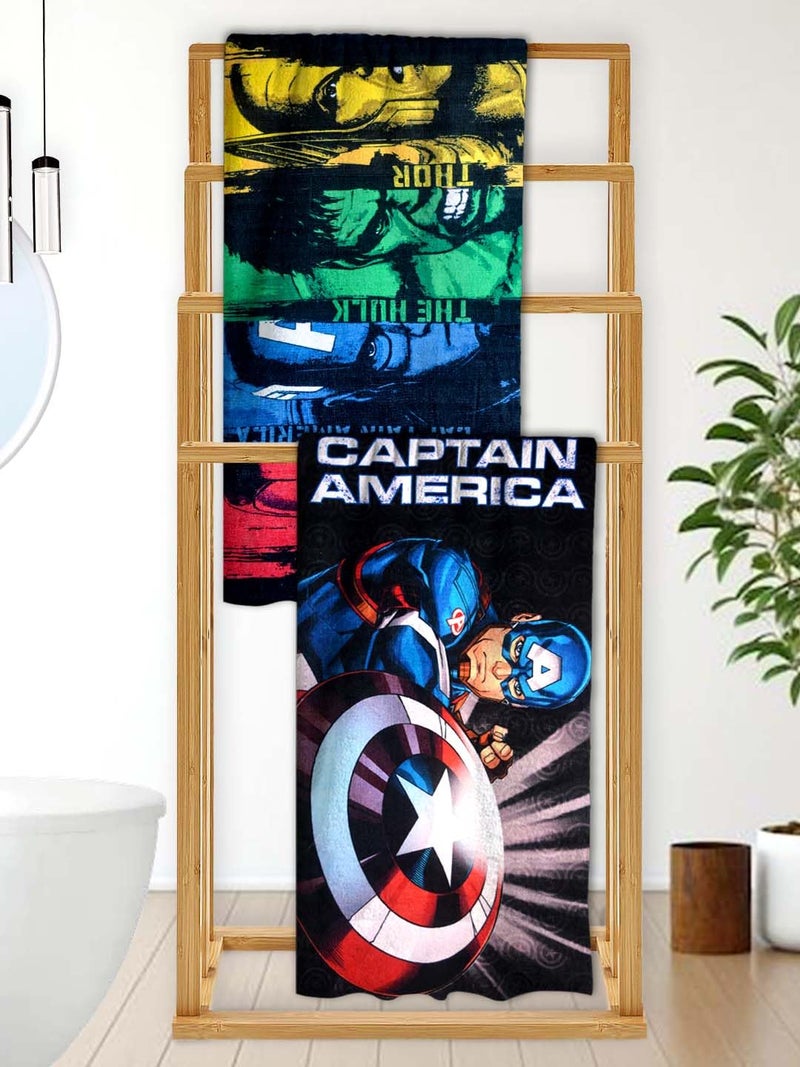 Athom Living Athom Living Marvels Avengers Themed Kids Bath Towel 60x120cm 350 GSM Soft Absorbent Multicolor Perfect for Boys and Girls Fun Vibrant Design Qty of 2  - Image 1