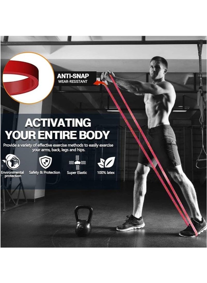شريط مقاومة 15-35 رطلاً، شريط مساعدة للسحب، شريط تمدد شديد التحمل لتمارين رفع الأثقال، وتقوية العضلات، واليوغا، والتمدد والحركة (أحمر) - Image 3