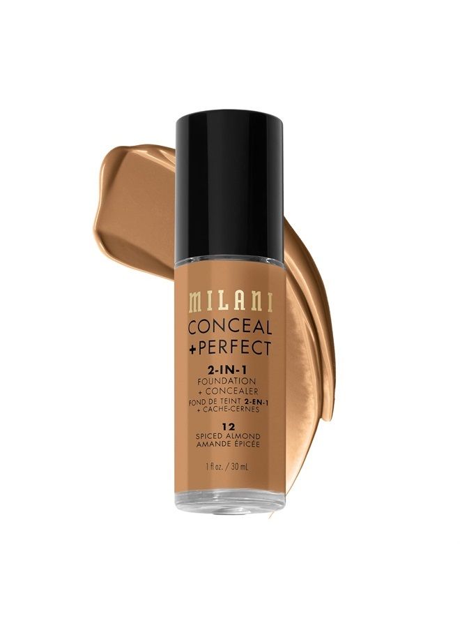 MILANI Conceal + Perfect 2-in-1 Foundation + Concealer - Spiced Almond (1 Fl. Oz.) Cruelty-Free Liquid Foundation - Cover Under-Eye Circles, Blemishes & Skin Discoloration for a Flawless Complexion - Image 1