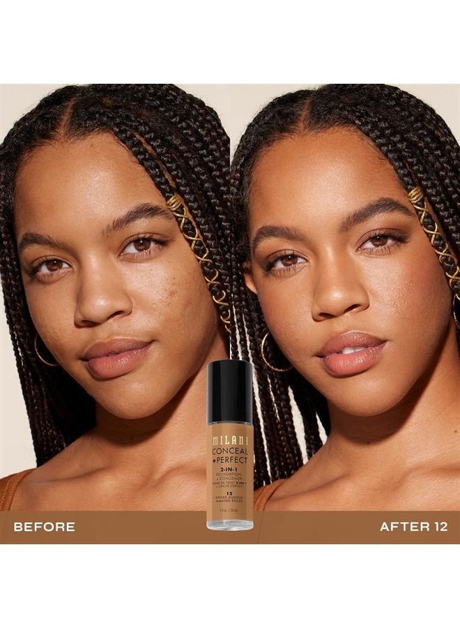 MILANI Conceal + Perfect 2-in-1 Foundation + Concealer - Spiced Almond (1 Fl. Oz.) Cruelty-Free Liquid Foundation - Cover Under-Eye Circles, Blemishes & Skin Discoloration for a Flawless Complexion - Image 2