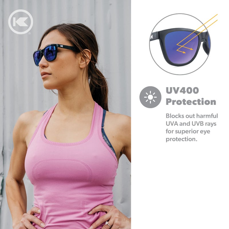Knockaround Premiums Sport - Polarized Running Sunglasses for Women & Men - Impact Resistant Lenses & Full UV400 Protection, Jelly Black Frame/Blue Moonshine Lenses - Image 5