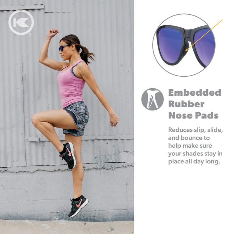 Knockaround Premiums Sport - Polarized Running Sunglasses for Women & Men - Impact Resistant Lenses & Full UV400 Protection, Jelly Black Frame/Blue Moonshine Lenses - Image 4