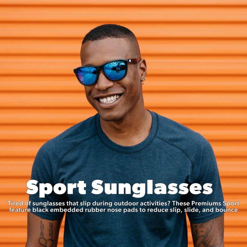 Knockaround Premiums Sport - Polarized Running Sunglasses for Women & Men - Impact Resistant Lenses & Full UV400 Protection, Jelly Black Frame/Blue Moonshine Lenses - Image 2