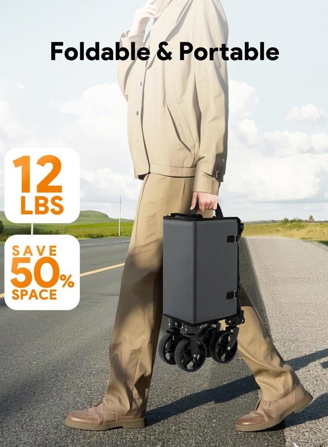 Raynesys Collapsible Wagon Cart with Wheels 220lbs Foldable Wagon 120L Shopping Cart for Groceries Folding Utility Wagon for Beach, Garden, Camping, Sport, Gray - Image 4