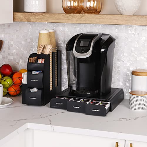 Mind Reader Single Serve Coffee Pod Drawer and Cup Condiment Set, 2 Pcs., 36 Pod Capacity, 5.35"L x 11.25"W x 11.15"H, Black - Image 2