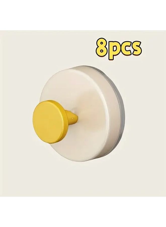 8Pcs Yellow Strong Suction Cup Hooks No Drilling Adhesive For Bathroom Kitchen - Image 1