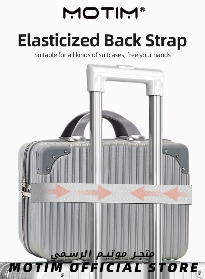 Motim 14 inch Mini Suitcase Travel Portable Storage Bag Waterproof ABS Hard Shell Carry-On Case with Elastic Strap and Zipper to Hang on Carry-On Luggage - Image 3