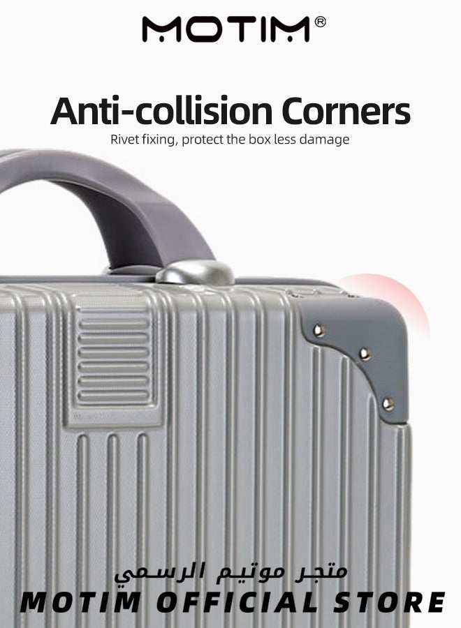 Motim 14 inch Mini Suitcase Travel Portable Storage Bag Waterproof ABS Hard Shell Carry-On Case with Elastic Strap and Zipper to Hang on Carry-On Luggage - Image 5