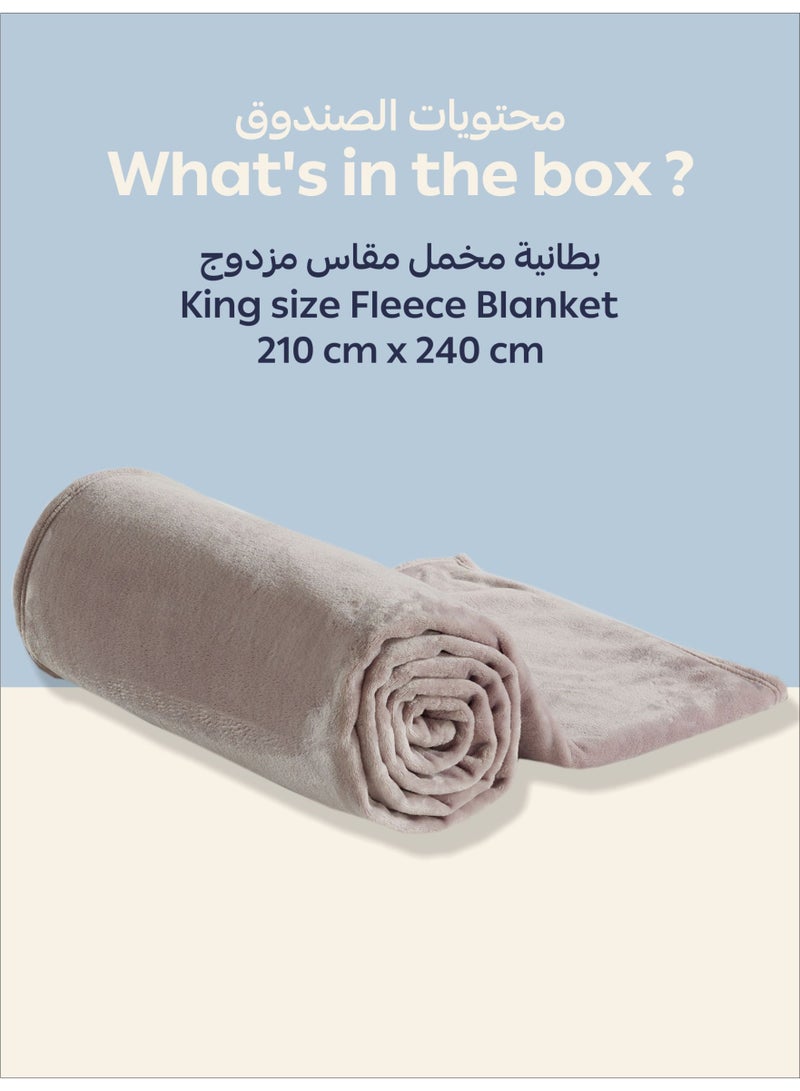 Donetella Fleece Blanket, King Size 210x240 cm, 300 GSM, Lightweight Ultra Soft & Warm Solid Throw Blanket, Cozy  for Sofa, Bed & Couch  - Image 3