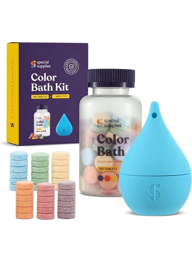 Special Supplies Color Bath Tablets For Kids, 100-Count, Dissolvable, Water Color-Changing Fun, Non-Staining Dye, Cute Toy Included  - Image 1