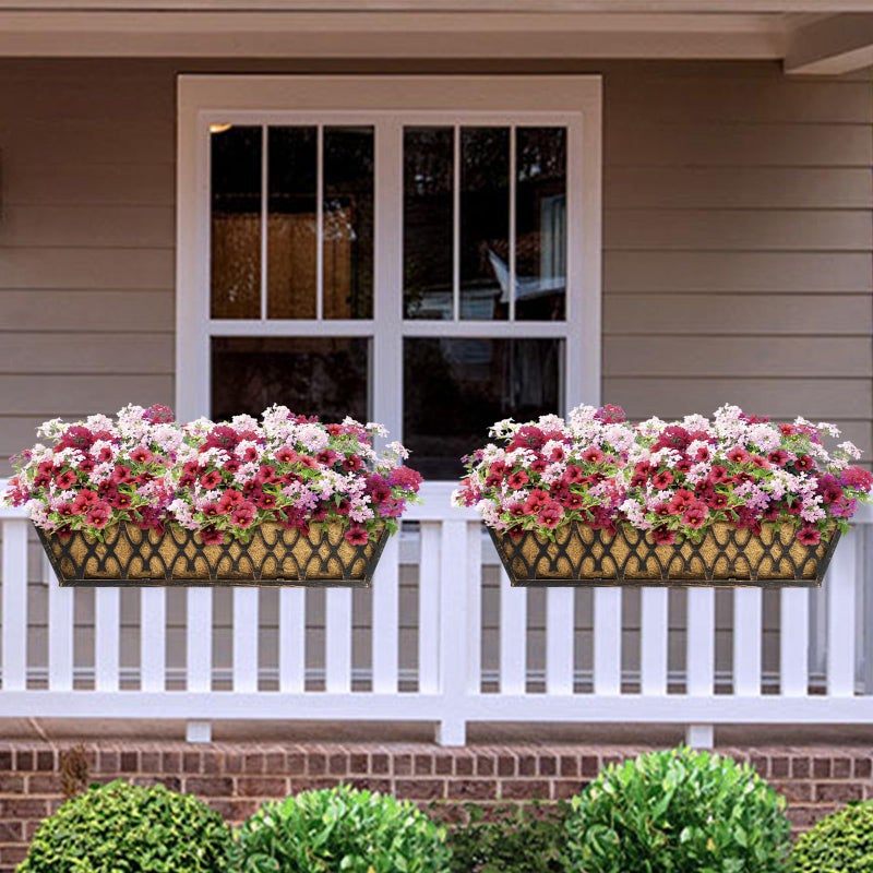 Karlliu 2 Pack 30 Inch Window Boxes Planters Railing Planter Box with Adjustable Brackets for Porch Fence Patio Balcony Hanging Flower Baskets with Coco Liners for Outdoor Garden DÃ©cor - Bronze - Image 2