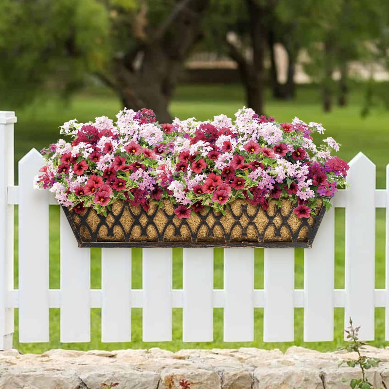 Karlliu 2 Pack 30 Inch Window Boxes Planters Railing Planter Box with Adjustable Brackets for Porch Fence Patio Balcony Hanging Flower Baskets with Coco Liners for Outdoor Garden DÃ©cor - Bronze - Image 4