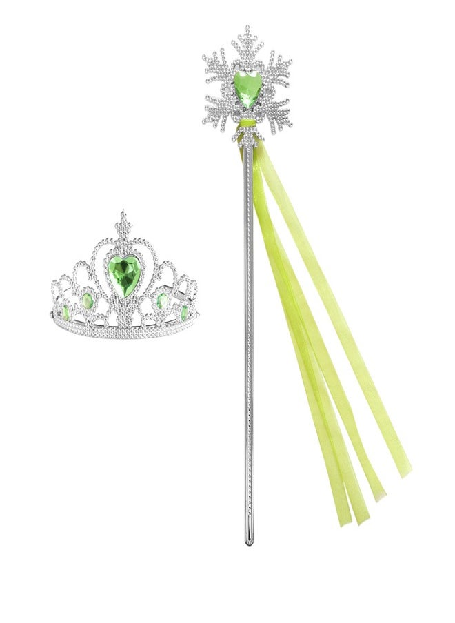 Loquat - hildren's Peach Heart with Diamond MagicCrown Set Princess Jewelry C Stick Green - Image 1