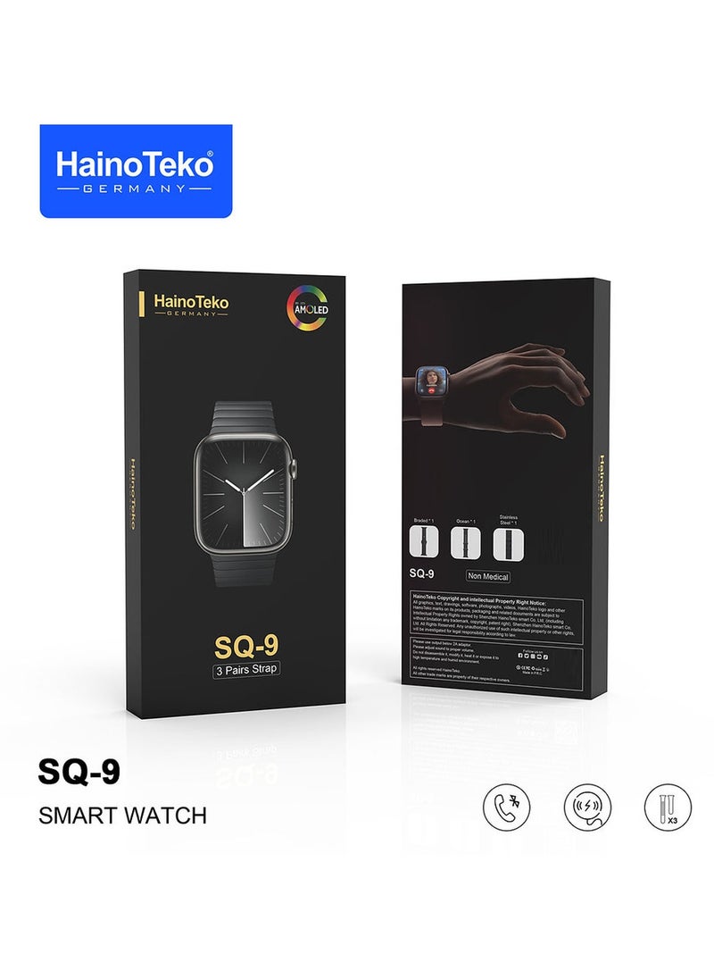 Haino Teko - Haino Teko SQ9 Full Screen AMOLED Display Smart Watch With 3 Pair Straps and Wireless Charger For Ladies and Gents - Image 1