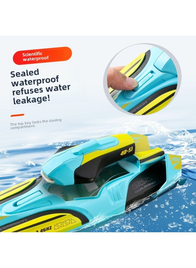 Remote Control Boat High-horsepower Water Large High-speed Speedboat Charging Electric Underwater Children's Boys' Ship Model Toys-Colour:Extra Large 50cm Reinforced High-speed Motor Speedboat - Blue (70km/h)-Specification: Includes Three Sets Of Batteries/charging Cables - Gifts  - Image 4