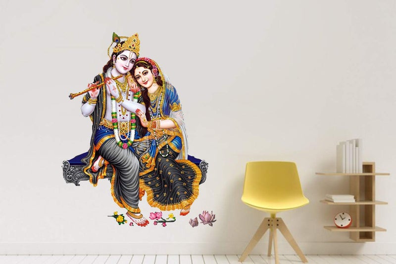 DivineDesigns PVC Vinyl Self-Adhesive Radha and Krishna Wall Sticker for Living Room, Bedroom, Office Wall Decoration (22 X 27 INCH) Pack 1 - Image 2