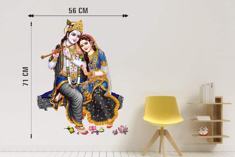 DivineDesigns PVC Vinyl Self-Adhesive Radha and Krishna Wall Sticker for Living Room, Bedroom, Office Wall Decoration (22 X 27 INCH) Pack 1 - Image 3