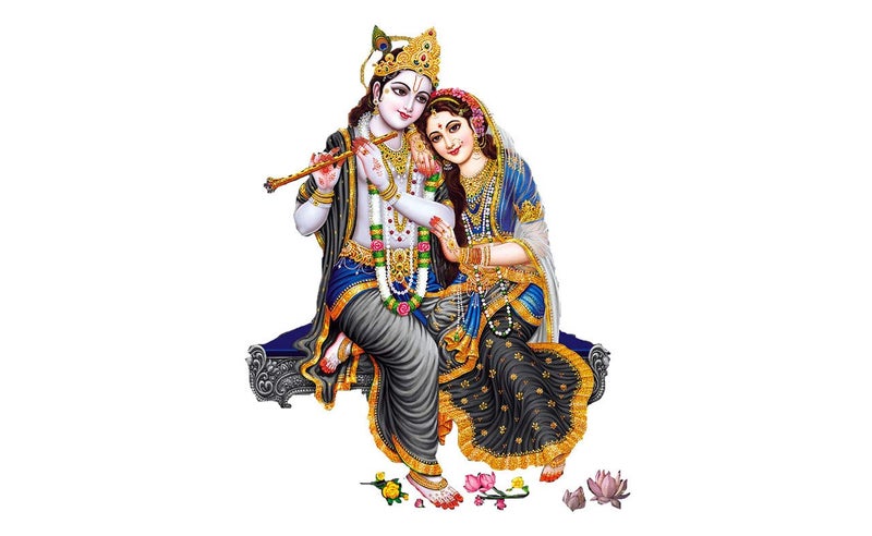 DivineDesigns PVC Vinyl Self-Adhesive Radha and Krishna Wall Sticker for Living Room, Bedroom, Office Wall Decoration (22 X 27 INCH) Pack 1 - Image 4