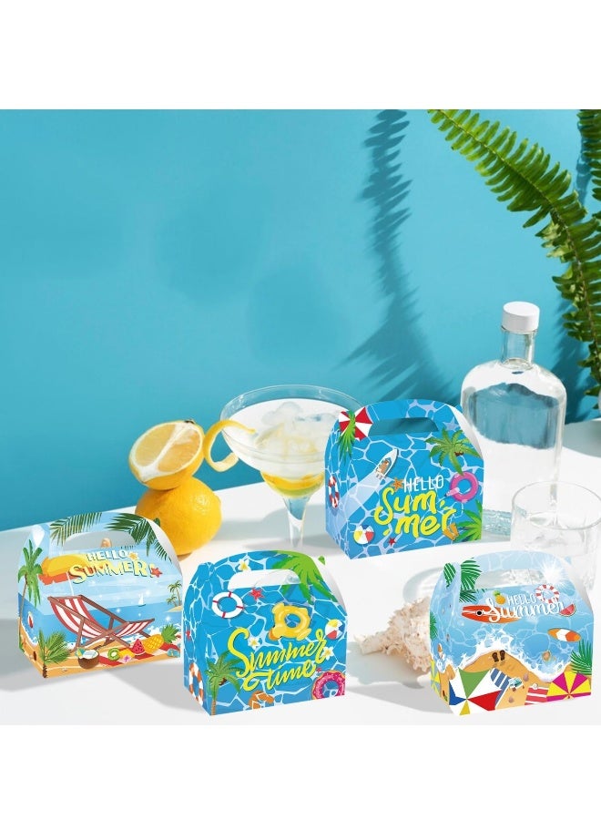 صندوقTreat للحفلات الصيفية على شكل كرتون، 24 قطعة صناديق هدايا حفلة شاطئية أكياس هدايا للحفلات صناديق Treat لتزيين حفلات عيد الميلاد أو حفلات الاستحمام للأطفال على الشاطئ - Image 2