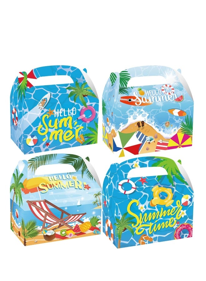صندوقTreat للحفلات الصيفية على شكل كرتون، 24 قطعة صناديق هدايا حفلة شاطئية أكياس هدايا للحفلات صناديق Treat لتزيين حفلات عيد الميلاد أو حفلات الاستحمام للأطفال على الشاطئ - Image 1