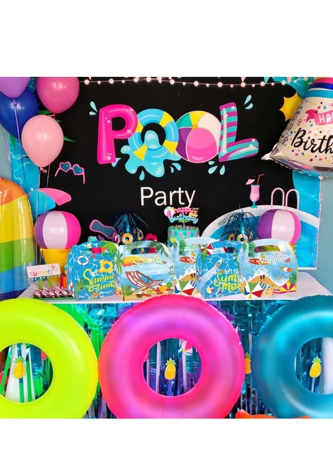 صندوقTreat للحفلات الصيفية على شكل كرتون، 24 قطعة صناديق هدايا حفلة شاطئية أكياس هدايا للحفلات صناديق Treat لتزيين حفلات عيد الميلاد أو حفلات الاستحمام للأطفال على الشاطئ - Image 5