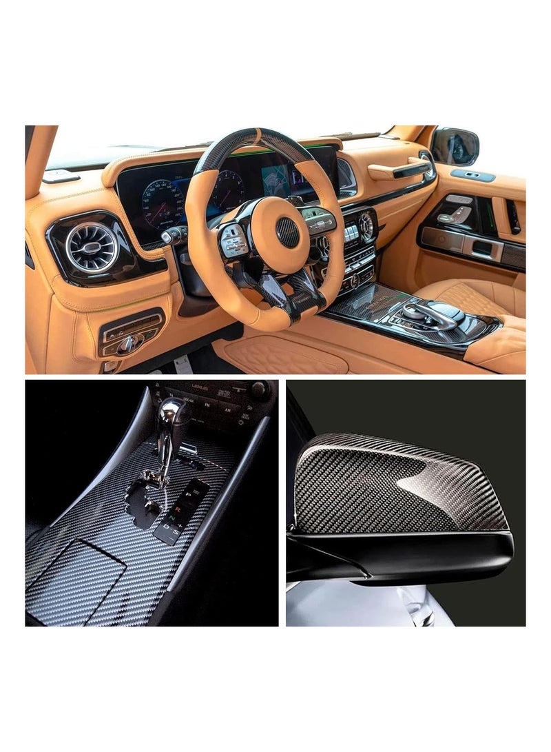 6D Gloss Carbon Fiber Vinyl Wrap Film, 150x30cm Self Adhesive Car Wrap Sticker, Bubble Free Anti Scratch UV Resistant Carbon Fiber Film for Car Interior, Auto Modification & DIY Surface Decoration - Image 2